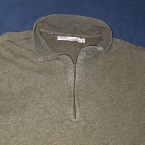 Criquet Mens Green Quarter Zip Cotton Pullover Sweater Size M Heathered Olive